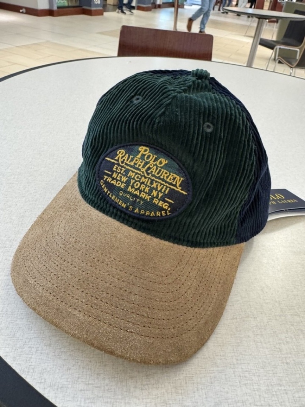 Polo Ralph Lauren Ball Hat Cap Corduroy / Suede Bill Leather Strap Multicolor